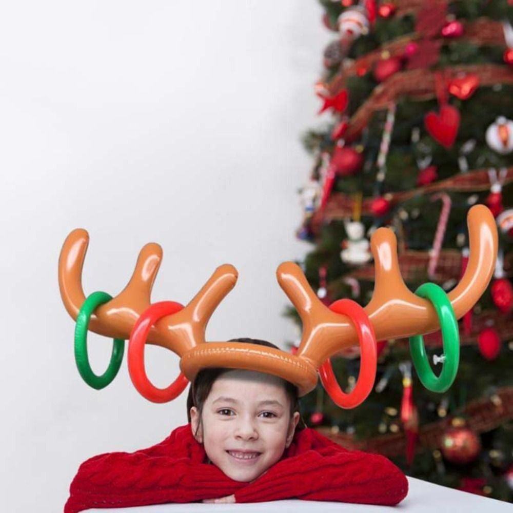 🎄Christmas🎄 Inflatable Reindeer Antler Hat Ring Toss
